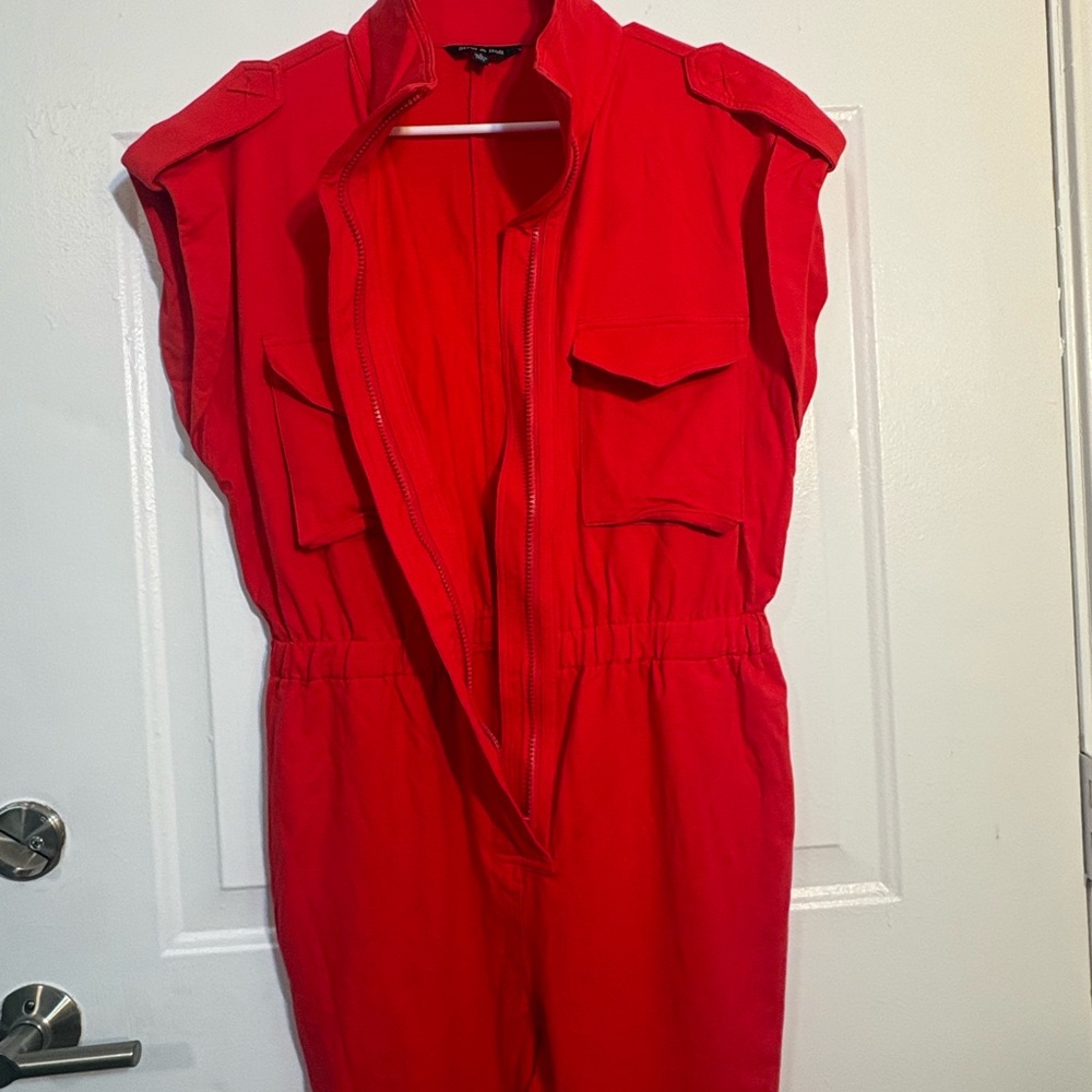 Red Sleeveless Jumpsuit - Picture 6 of 13